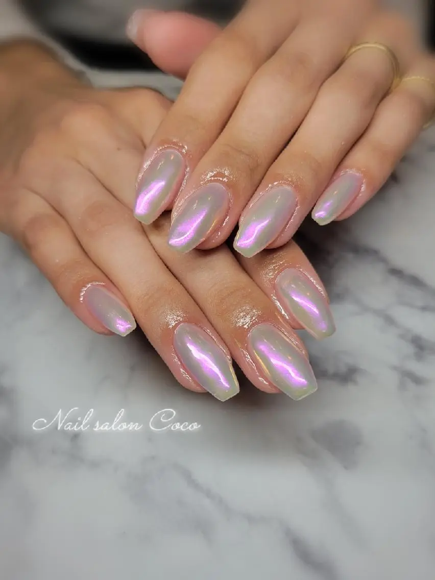 ネイル オーロラネイル ミラーネイル ピンク Nail salon Coco【溝の口駅】のネイルデザイン