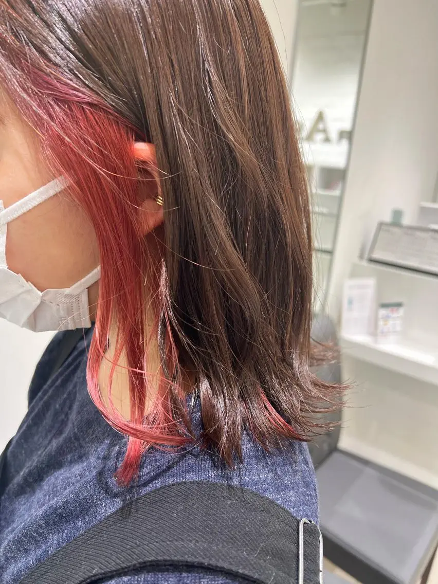 ミディアム カラー ベージュカラー ブリーチ ブラウンカラー ピンクカラー ヘアカラー トリートメント 【暖色カラー特化】 中山由梨のヘアスタイル