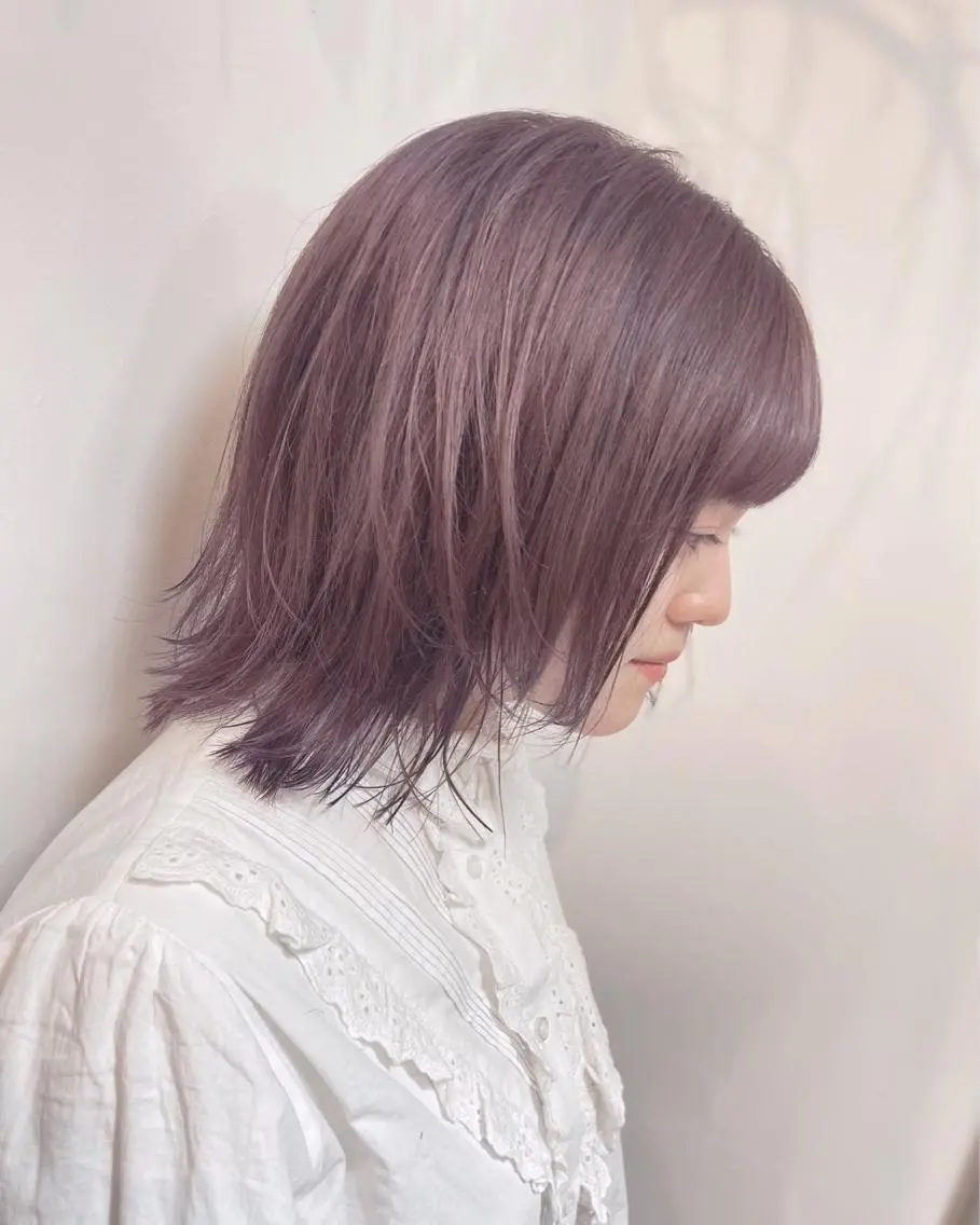 セミロング カラー ベージュカラー ブリーチ 透明感カラー ピンクカラー ピンクベージュ 💛🤍U too e’s /店長🧸のヘアスタイル