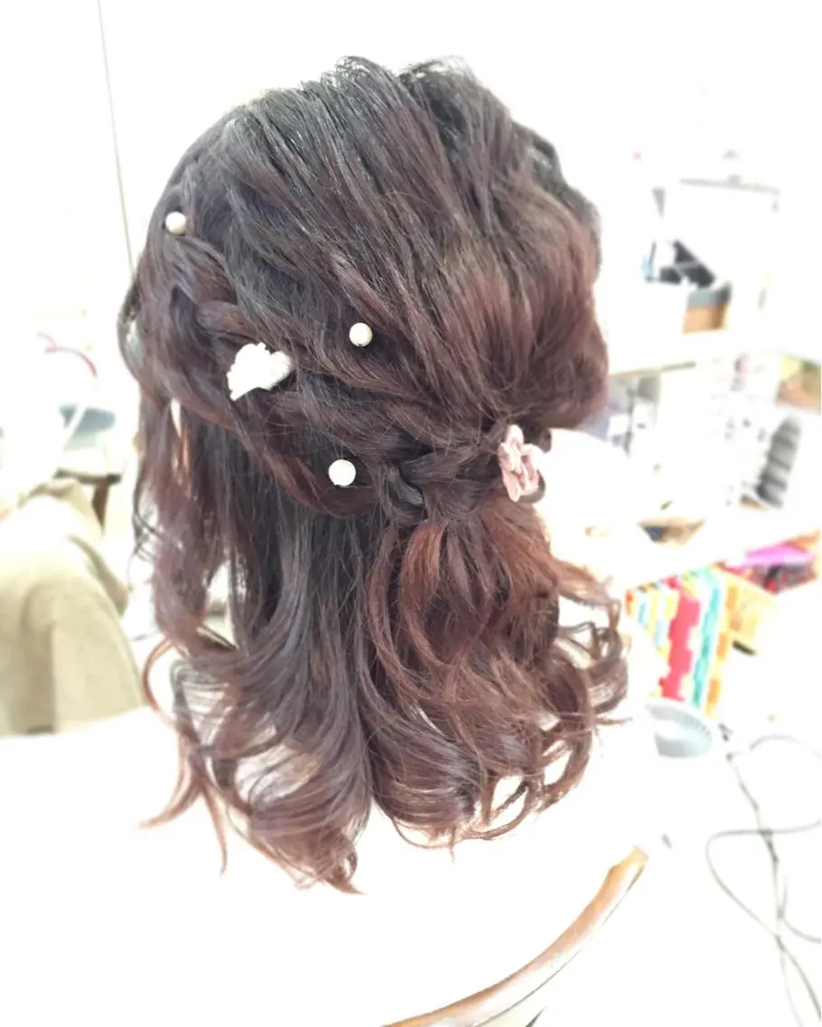 セミロング ヘアアレンジ 早朝✨ヘアセット 着付け/清水玲歌のヘアスタイル