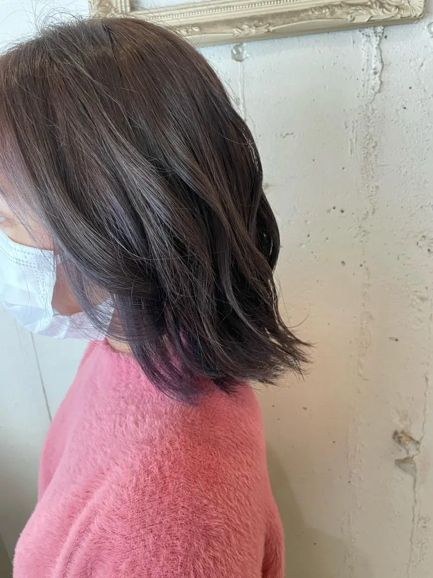 ミディアム カラー イヤリングカラー ラベンダーカラー ヘアカラー いまじゅく あおいのヘアスタイル