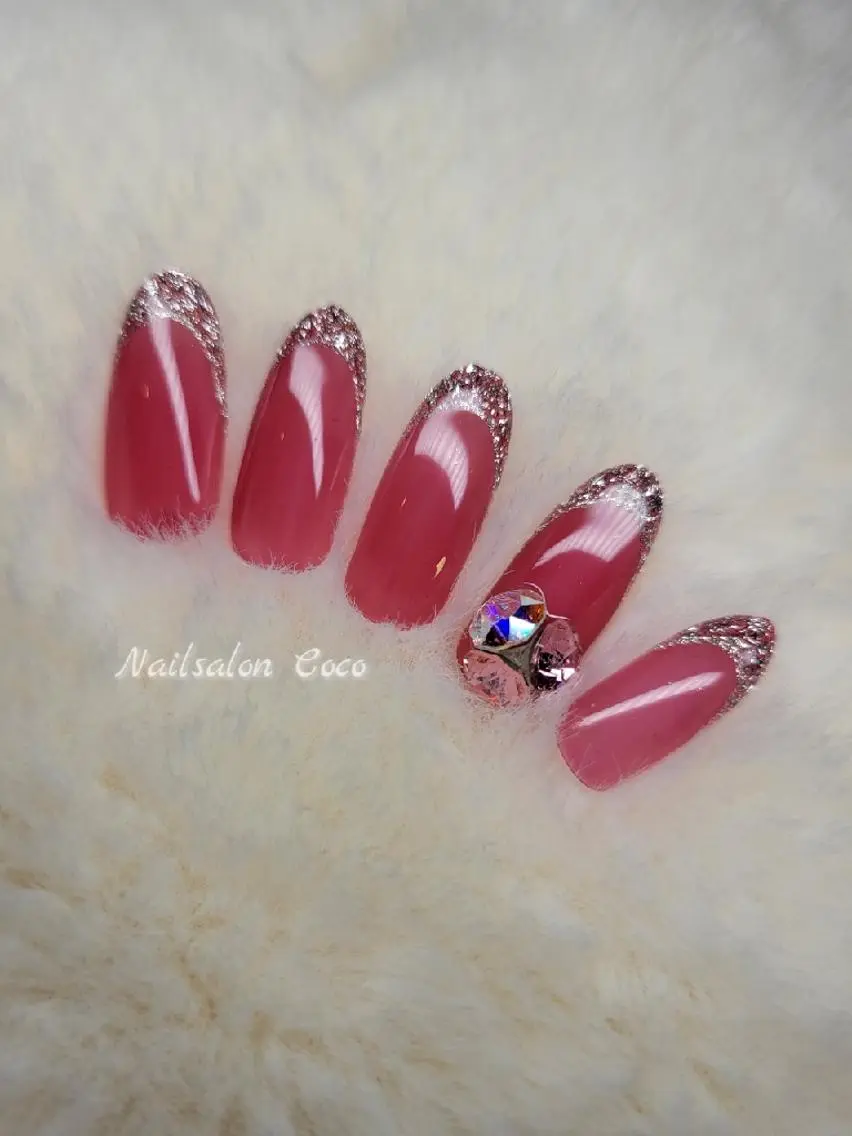 ネイル フレンチネイル ガラスフレンチ ラメ(グリッター) Nail salon Coco【溝の口駅】のネイルデザイン