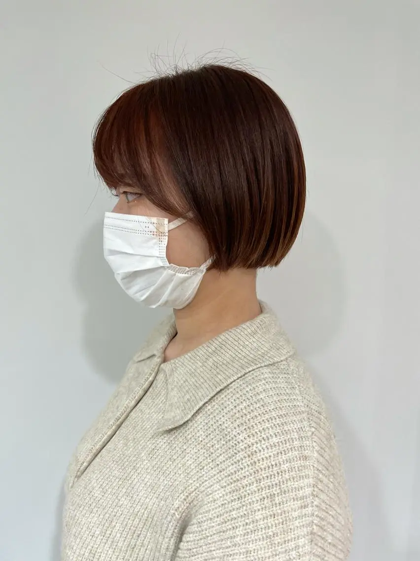 ショート カラー ショートボブ オレンジピンク ボブ ショートヘア 太田ありさ クリーミーヘアカラーのヘアスタイル