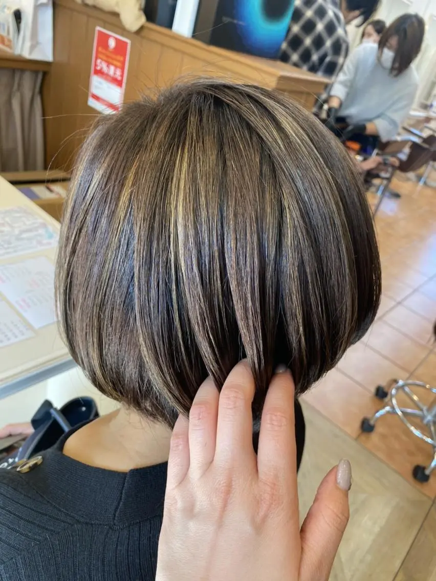 カラー ショート ショートボブ アッシュ バレイヤージュ ベージュカラー 透明感カラー 丁寧な技術が評判！ nao.c 田原台店のヘアスタイル