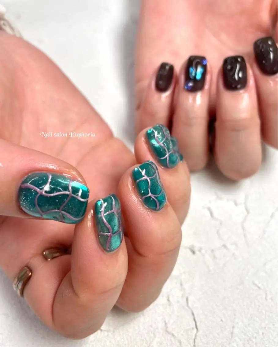 ネイル マグネットネイル ミラーネイル Nail salon Euphoriaのネイルデザイン