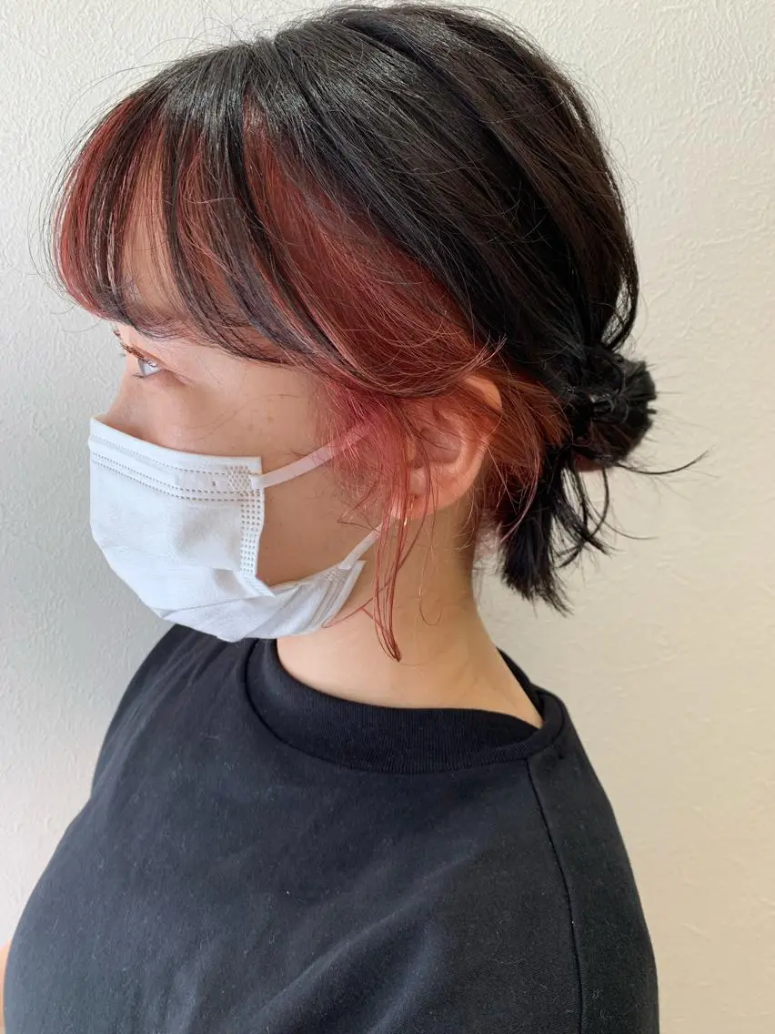 ミディアム カラー インナーカラー ピンクカラー カット ヘアカラー トリートメント hubhair レイヤー/透明感のヘアスタイル