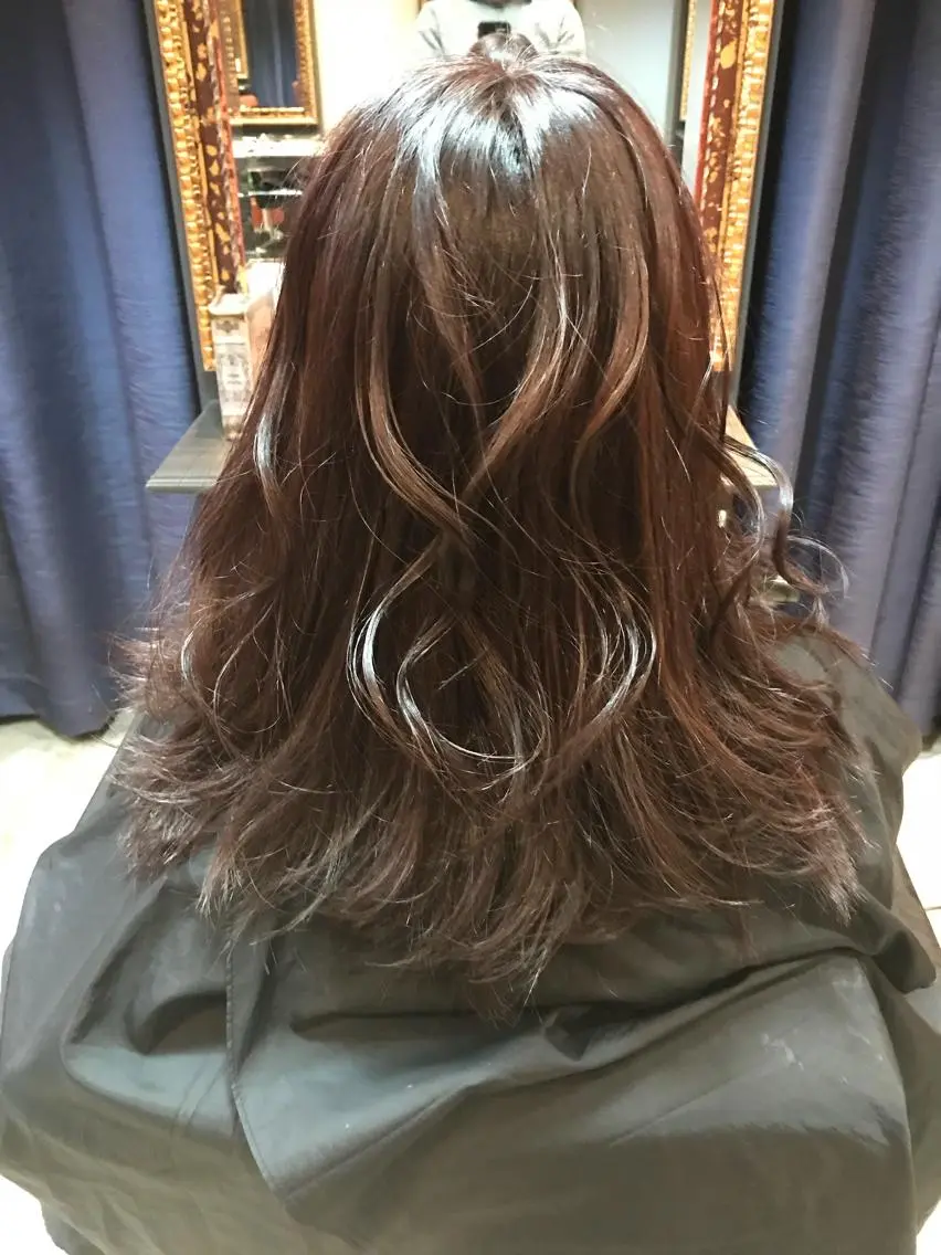 セミロング カラー ルビー 縮毛矯正×髪質改善 店長　DAITOのヘアスタイル