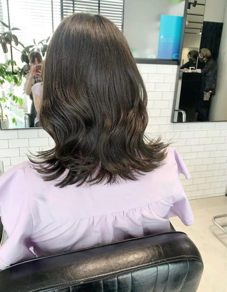 ミディアム カラー パーマ カット 縮毛矯正 透明感カラー✂︎ /縮毛矯正/YUKAのヘアスタイル