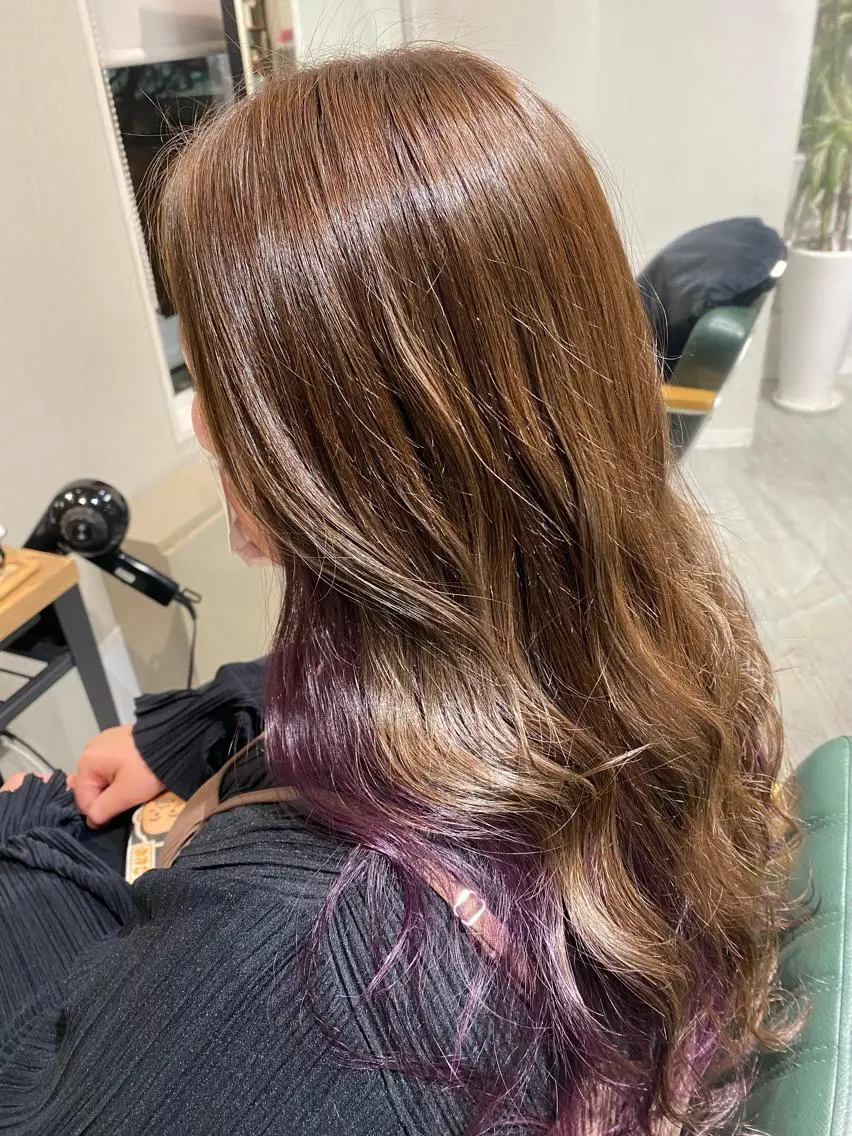 ロング カラー ヘアカラー 福薗 ななのヘアスタイル