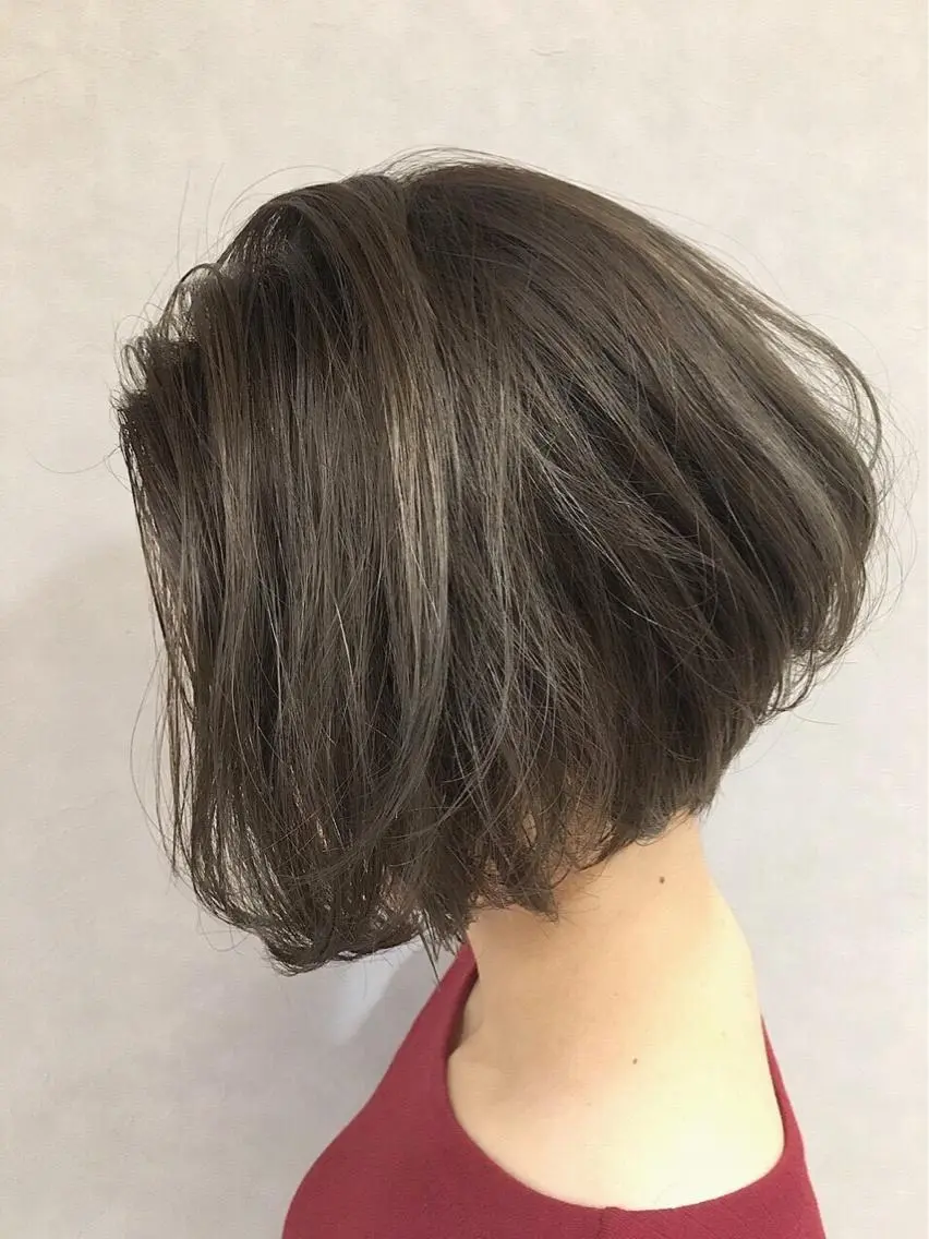 カラー アッシュ グレージュ ボブ 外国人風カラー 夜23時まで予約🉑 reverieあきらのヘアスタイル