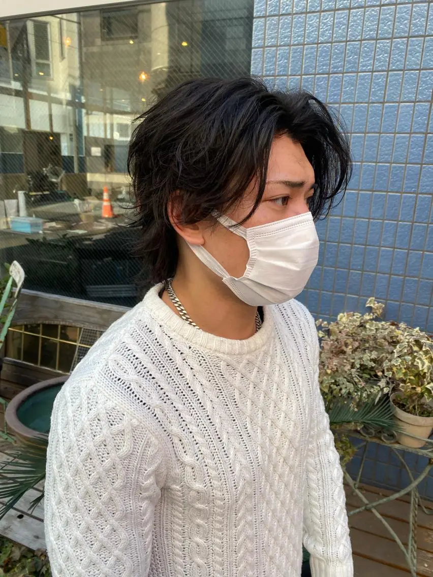 ミディアム ウルフカット カット ヘアカラー バレイヤージュ職人 🔥代表YU-SHIのヘアスタイル