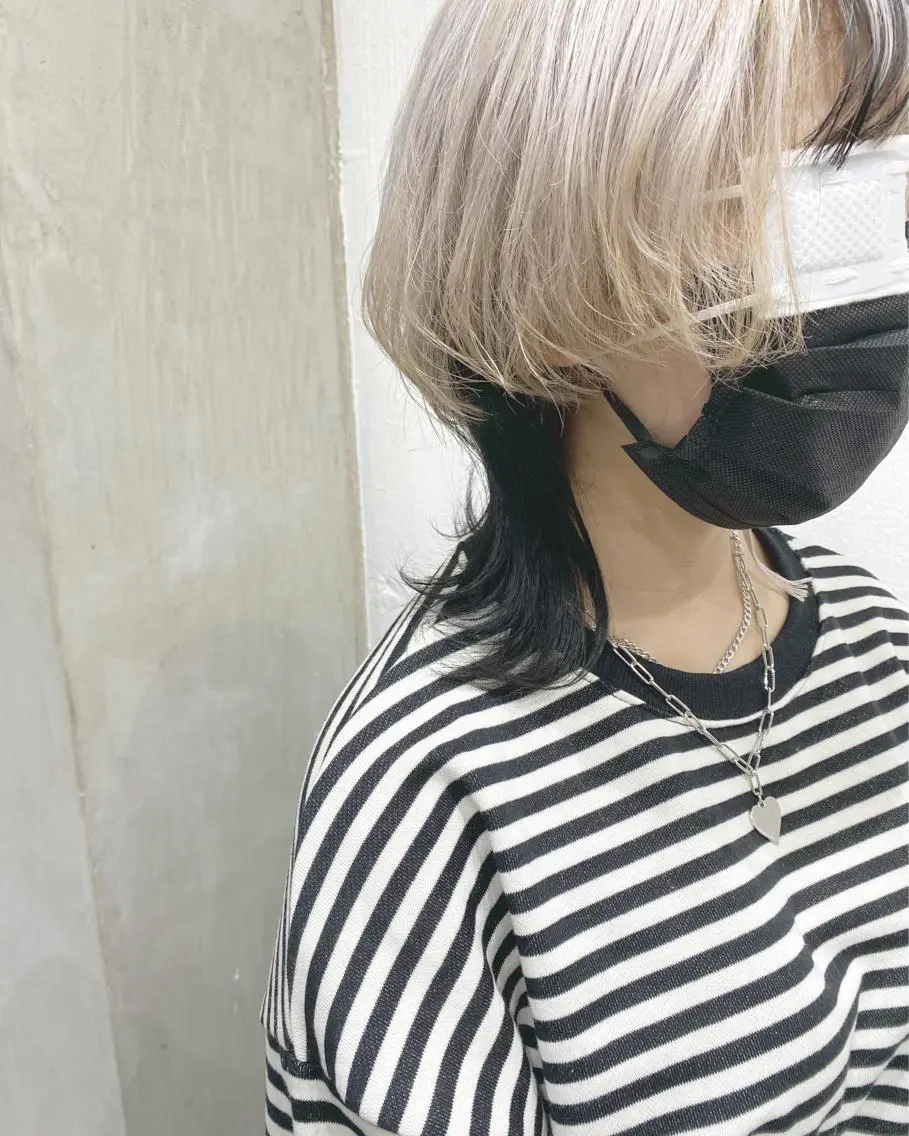ミディアム カラー ヘアアレンジ 切りっぱなしボブ アッシュ アッシュグレー ベージュカラー 黒髪 ササキカズマ〻透明感 〻色落ち〻赤み消しのヘアスタイル