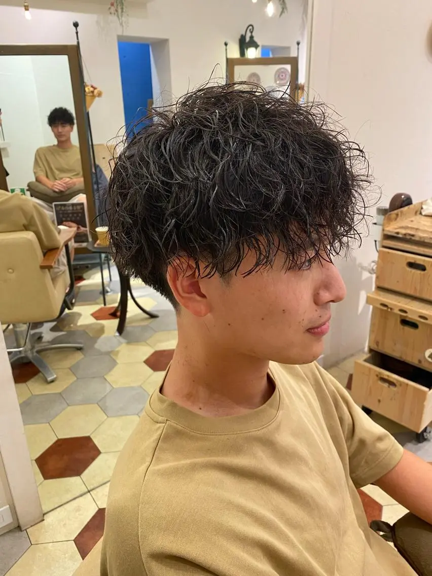 ショート パーマ メンズ カット パーマ 菊池大一 溝の口パーマのヘアスタイル