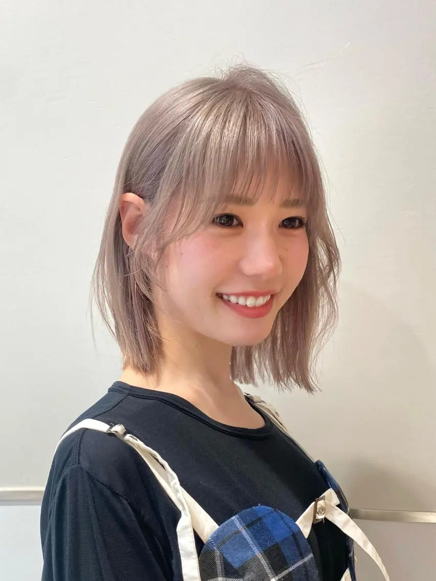 ミディアム カラー パーマ ヘアアレンジ ボブレイヤー アディクシーカラー 透明感カラー イルミナカラー ボブ 小野寺瑞希 /最小顔カットのヘアスタイル