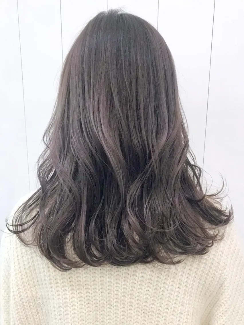 セミロング カラー パーマ ヘアアレンジ ダークグレー ダークグレージュ グレージュ ITbyALBUM 浦和店のヘアスタイル