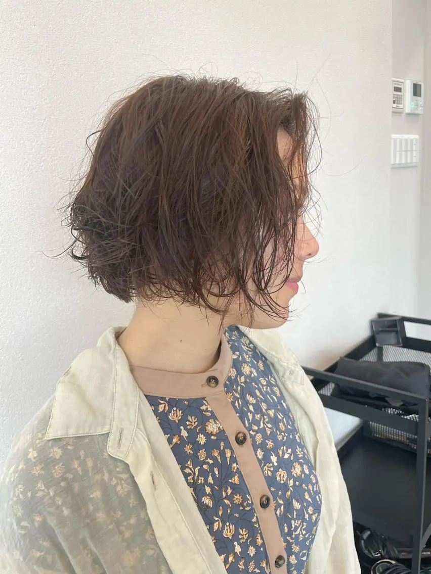 ショート パーマ カット パーマ ボブ/髪質改善/ soiナカジママドリのヘアスタイル