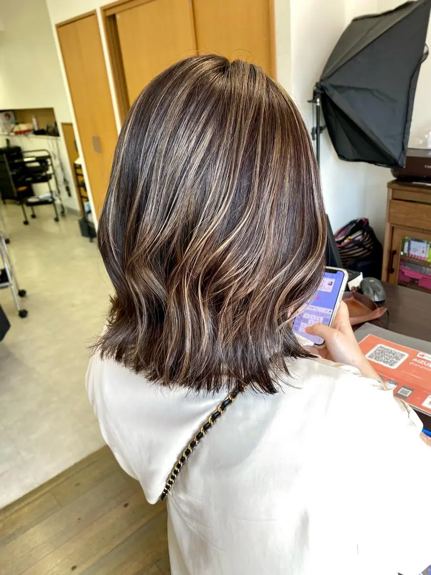 ミディアム カラー ブリーチカラー🫧 森　凪沙のヘアスタイル