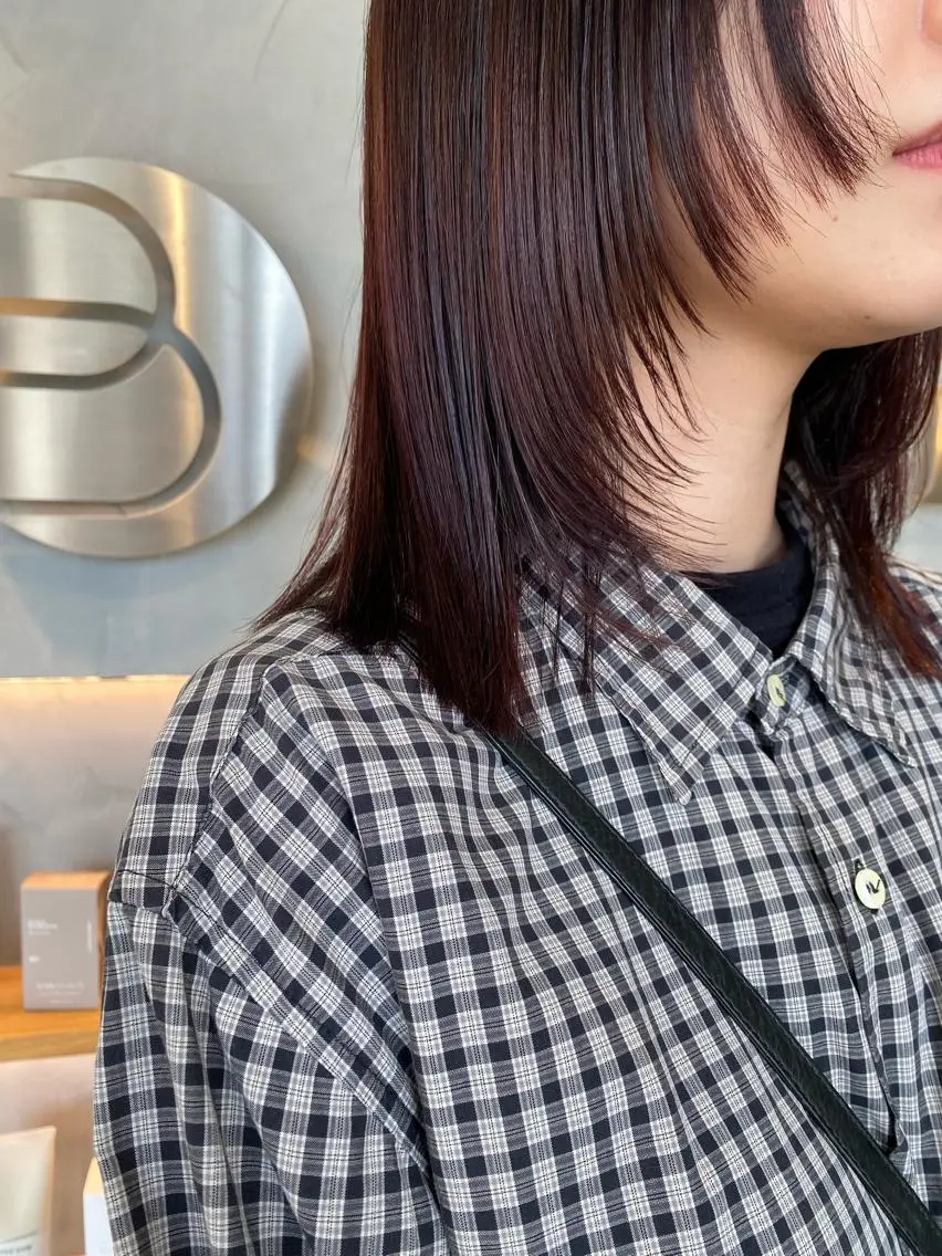 ミディアム カラー カット ヘアカラー トリートメント 福田 ボブ.ウルフのヘアスタイル