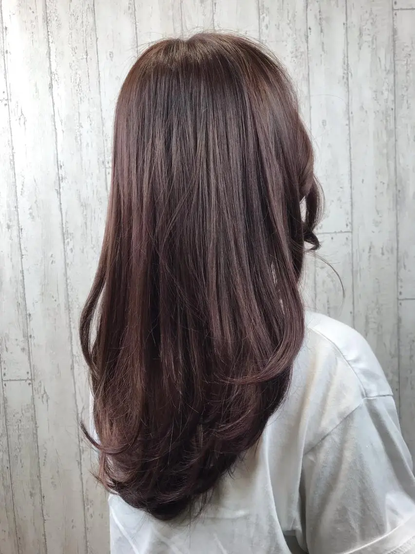 ロング カラー ピンクカラー 顔周りカット カット ヘアカラー トリートメント 田中 あかねのヘアスタイル