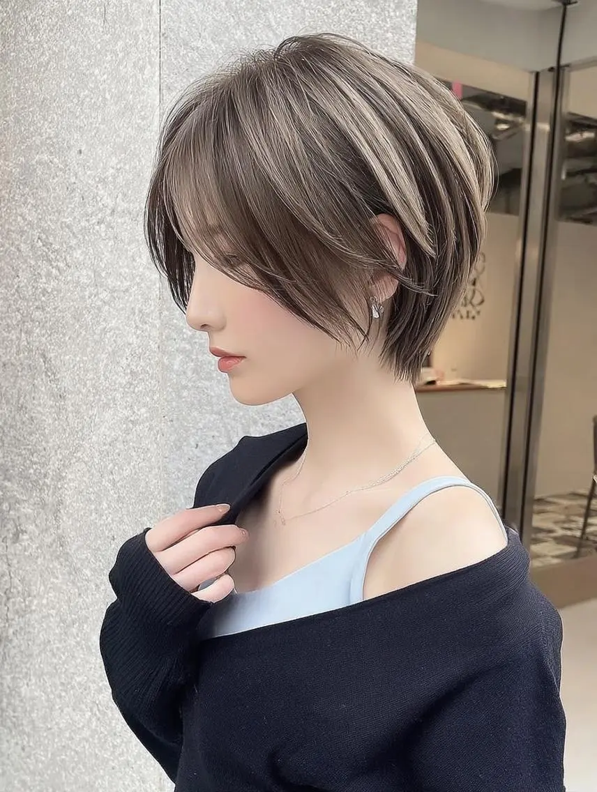 ショート ヘアアレンジ 髪質改善 韓国風ヘア レイヤーカット 似合わせカット シースルーバング カット ヘアカラー Ayumu /京都/西院のヘアスタイル