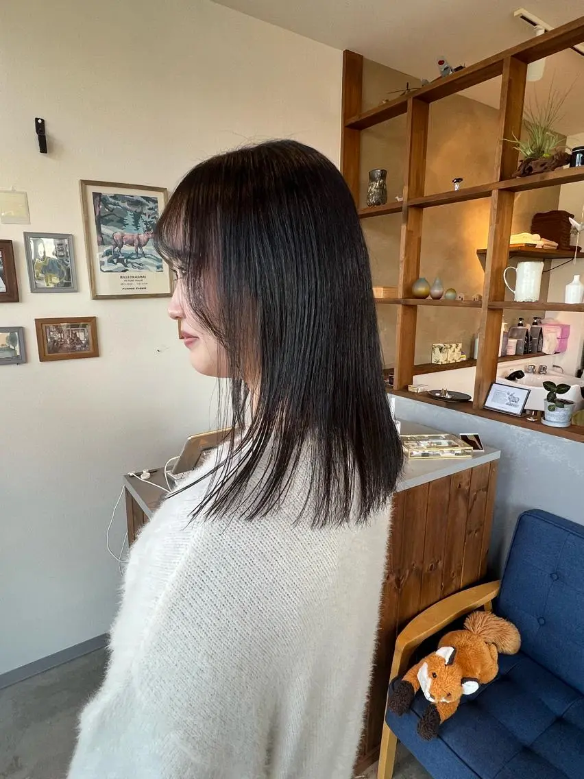 セミロング パーマ カット 縮毛矯正 トリートメント 松永 真弥のヘアスタイル