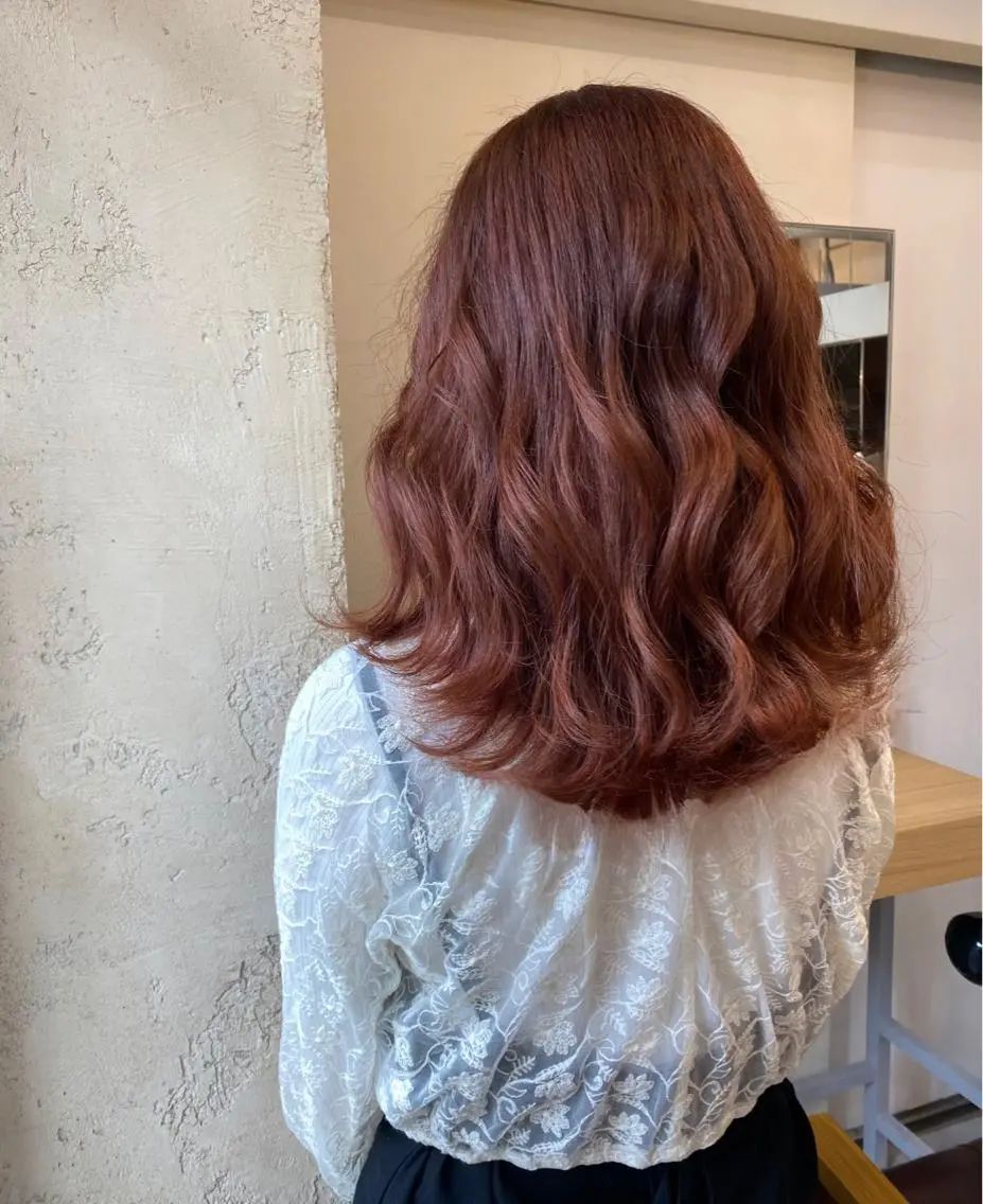 ミディアム カラー カシス イルミナカラー オレンジ マンツーマン 美容師💚コウブチのヘアスタイル
