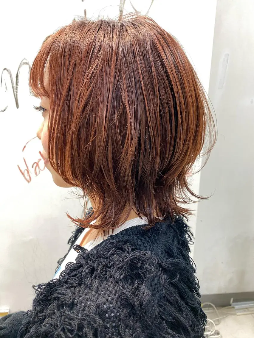 ミディアム カラー カット 奥秋 理紗　sai xのヘアスタイル
