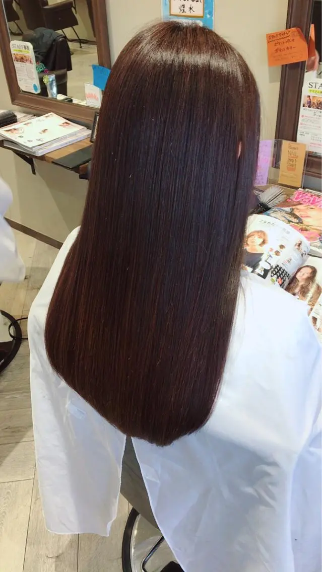 ロング カット 縮毛矯正 トリートメント 山崎 義弘のヘアスタイル