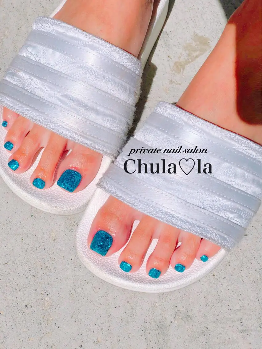 ネイル ラメ(グリッター) ラメグラデーション ワンカラーネイル フットネイル Chula♡la 豊見城市高安のネイルデザイン