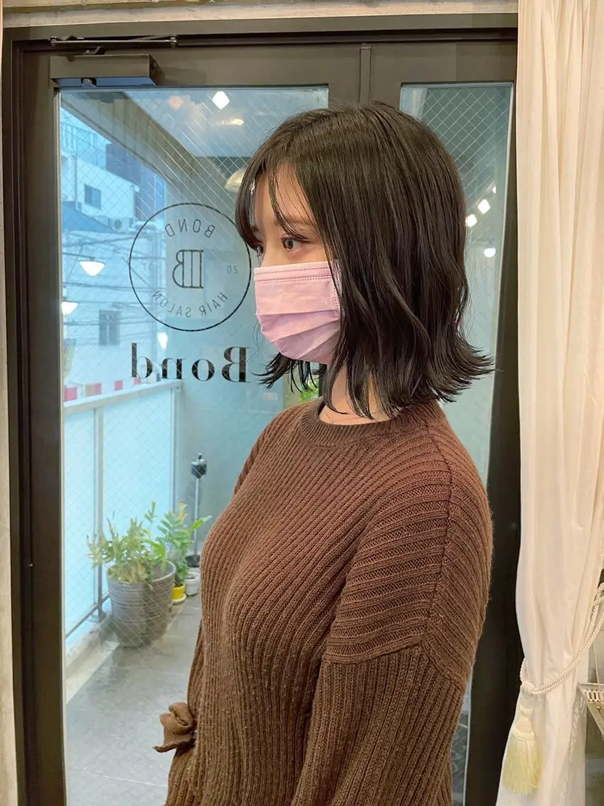 ミディアム カラー アッシュ カット ヘアカラー トリートメント HIROKI ”博多 /ボブのヘアスタイル