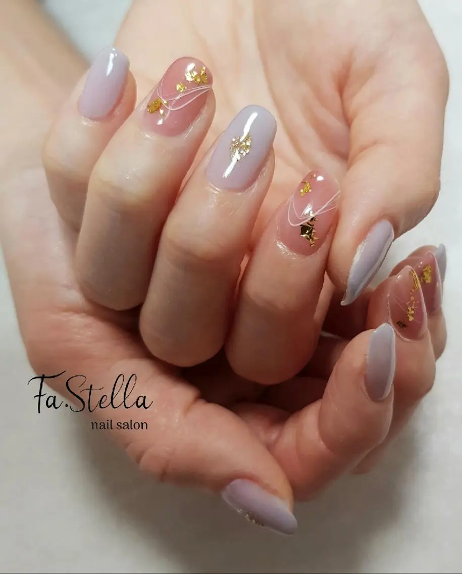 セミロング ネイル フラワーネイル ジェルネイル ミラーネイル パラジェル 春ネイル ハンドネイル Fa.Stella ファステラ のネイルデザイン