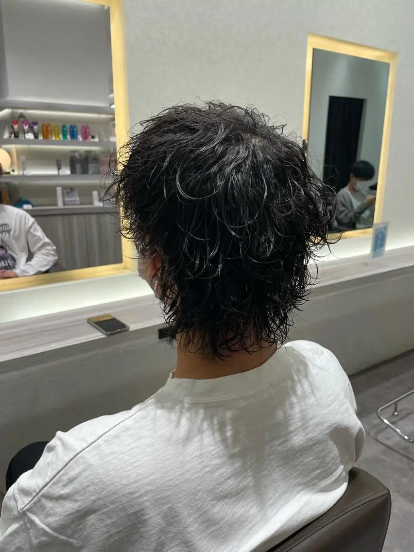 ショート パーマ メンズ メンズウルフカット ウルフカット メンズ特化/今池駅 徒歩1分/岡本一真のヘアスタイル
