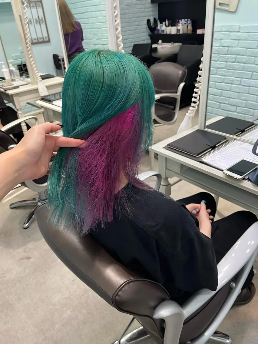 セミロング カラー ヘアアレンジ ヘアカラー トリートメント ヘアセット 🩶【推しハイトーン 】yuzu🩶のヘアスタイル