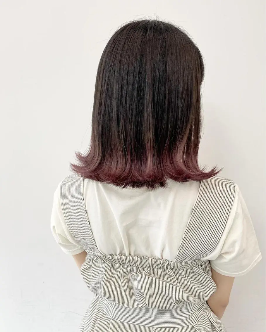 ミディアム カラー カット ヘアカラー トリートメント ✨髪質改善✨山口 ✨矯正　カラー✨のヘアスタイル