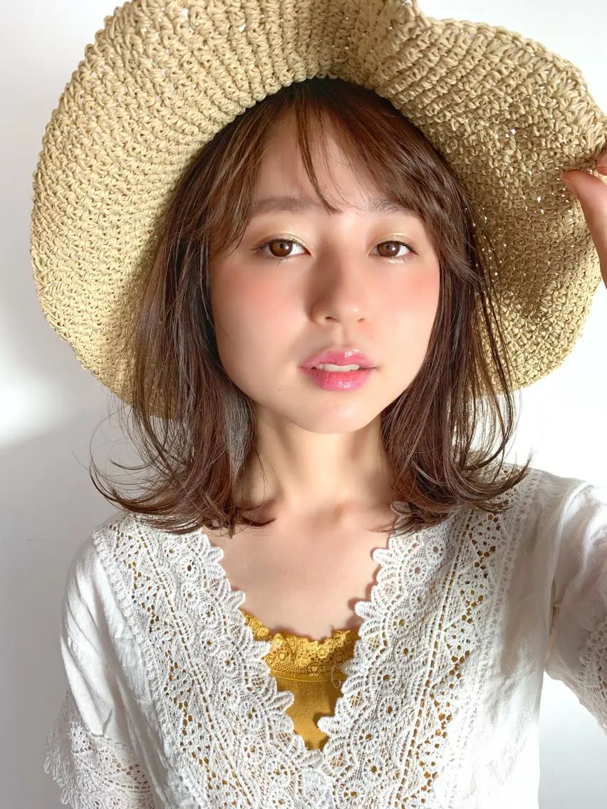ミディアム ボブ ヘアカラー フリーランス 美容師 cayocoのヘアスタイル