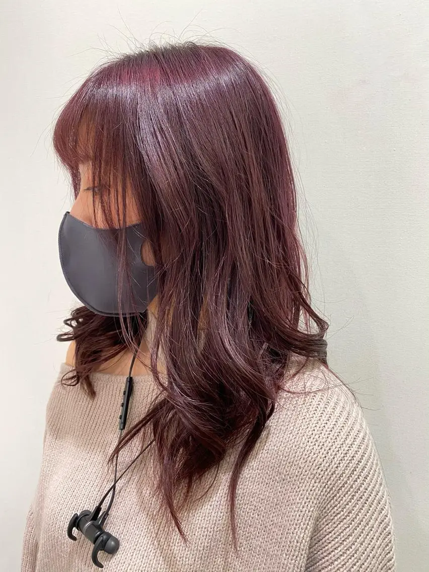 セミロング カラー ピンクカラー バイオレットカラー ナカタケ ユウのヘアスタイル