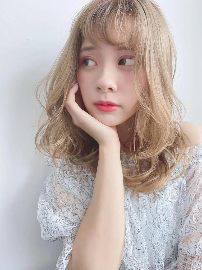 セミロング カラー ヘアアレンジ オーガニックカラー 顔周りカット 小顔カット トリートメント ⭐️Shelter by TOKYO⭐️のヘアスタイル