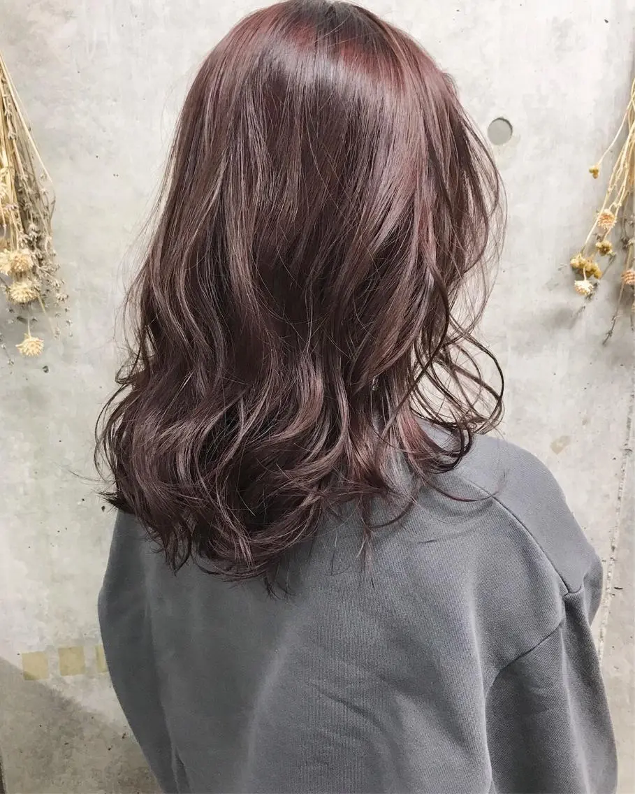セミロング カラー ヘアアレンジ 透明感カラー ピンクカラー バイオレットカラー Satsuki ✂︎♡のヘアスタイル