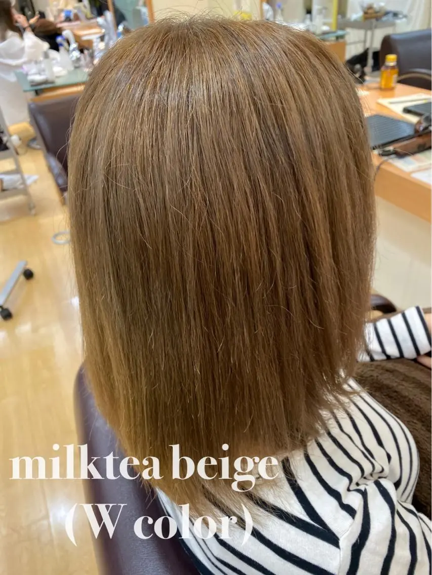 ミディアム カラー ベージュカラー ブリーチ ハイトーンカラー ハイトーンベージュ CHIHIRO 渋谷Litのマツエク・マツパデザイン