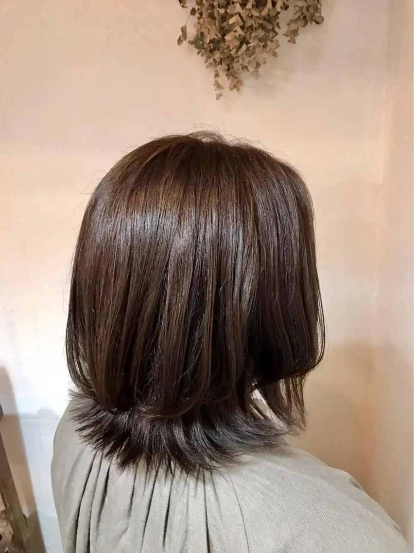 ミディアム カラー ハイライトカラー ボブ ハイライト ウルフカット ウルフボブ 木村 利奈のヘアスタイル