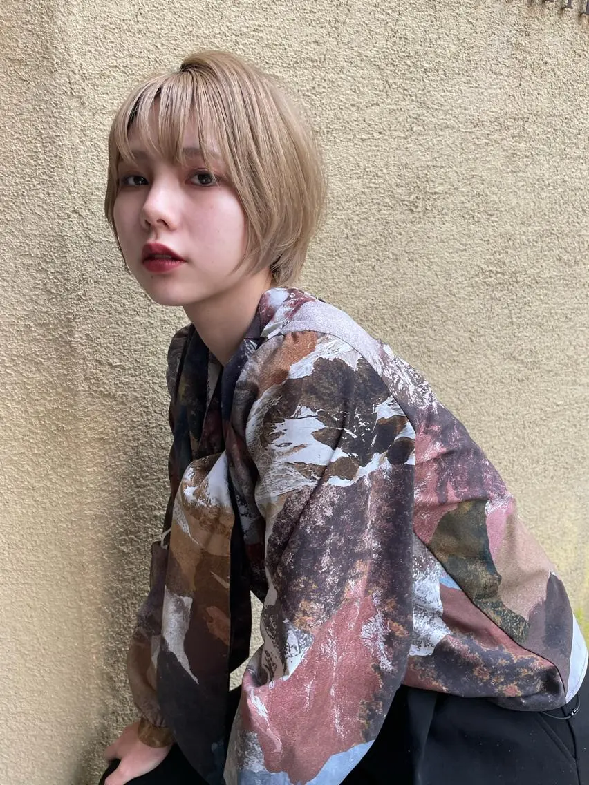 ショート カラー ショートボブ ベリーショート オリーブカラー ボブ マニッシュショート ヘアカラー ショート/ボブ/ 心斎橋/宮脇美奈のヘアスタイル