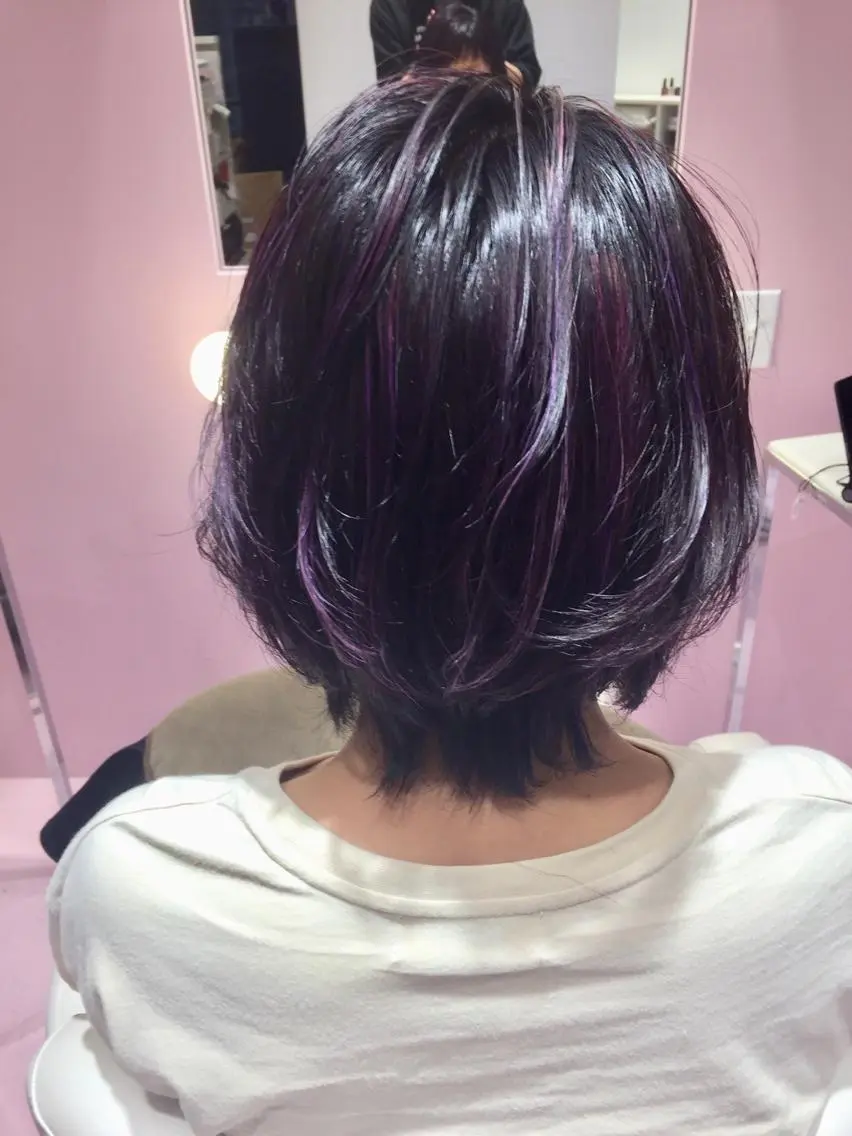 ショート アッシュ ハイライト カット ヘアカラー トリートメント 所渉/韓国レイヤー /ウルフカットのヘアスタイル