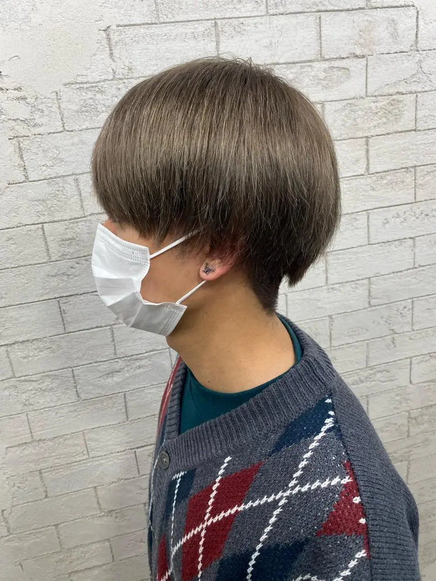 ショート メンズ マッシュ グレージュ達人/赤み 消し/ブリーチ/岩崎のヘアスタイル