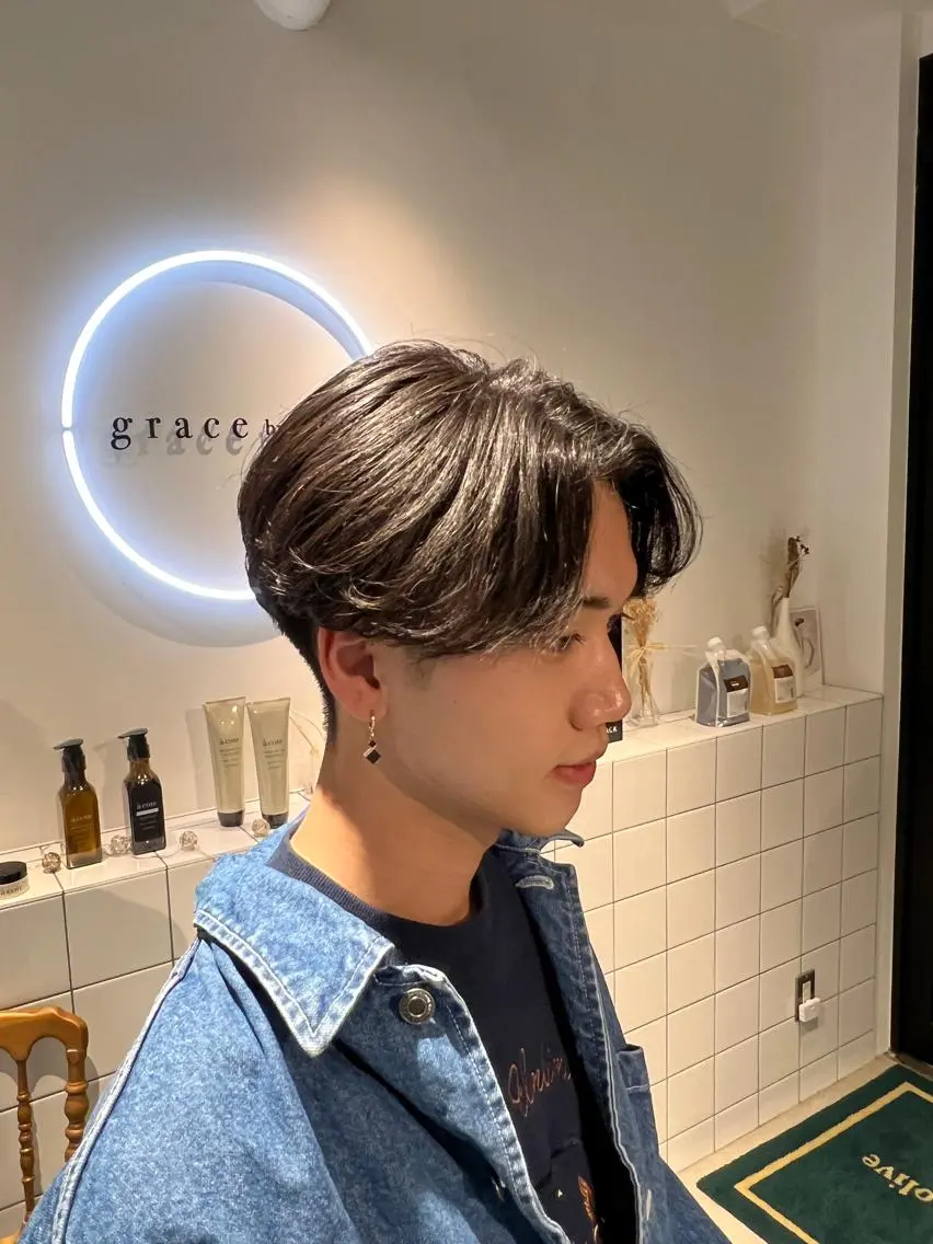 ミディアム パーマ メンズ センターパート カット ヘッドスパ メンズカットパーマ ✂️ JOYAのヘアスタイル