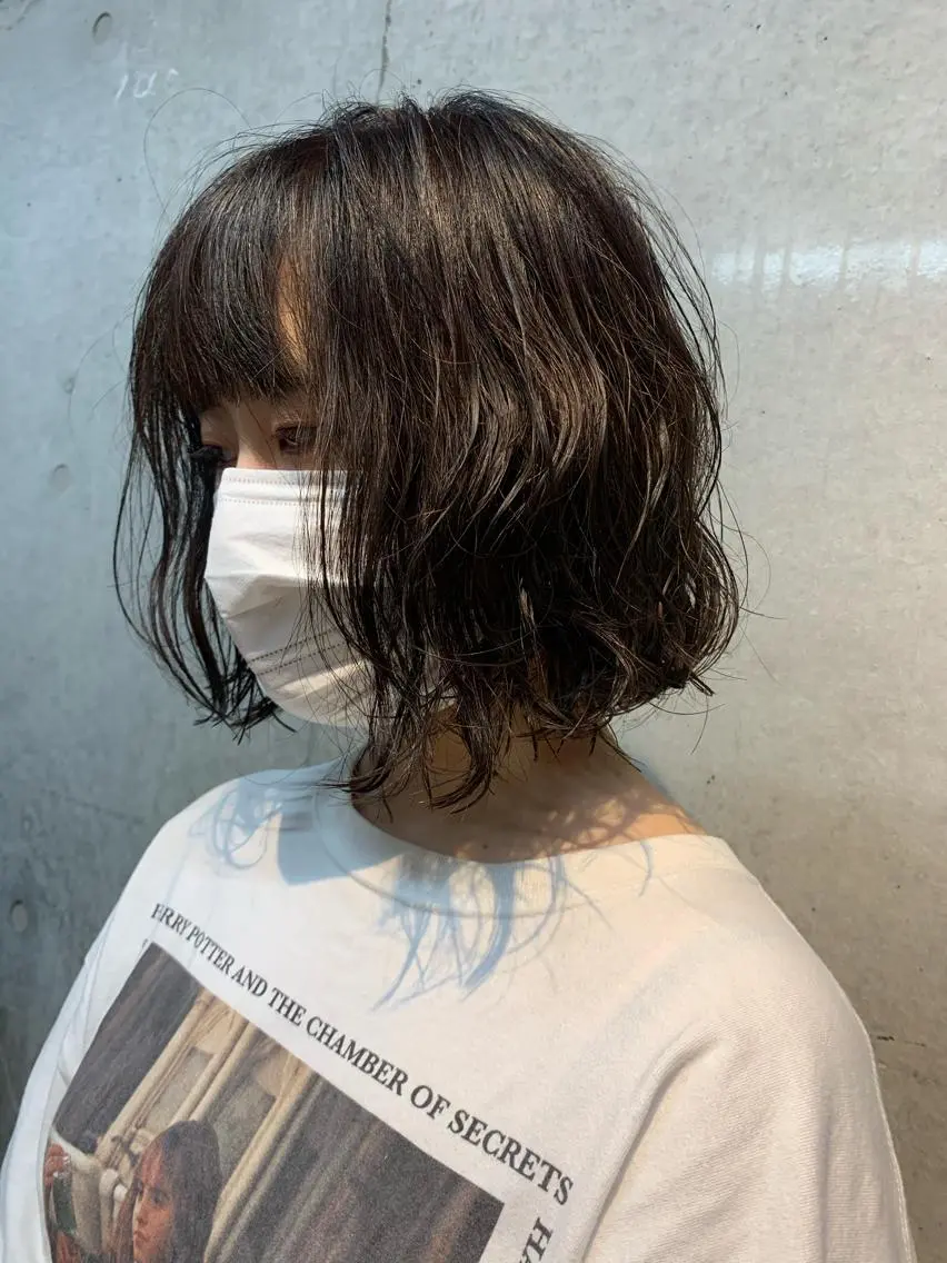 ミディアム ミディアムパーマ Yuki☺︎パーマ レイヤーカットのヘアスタイル