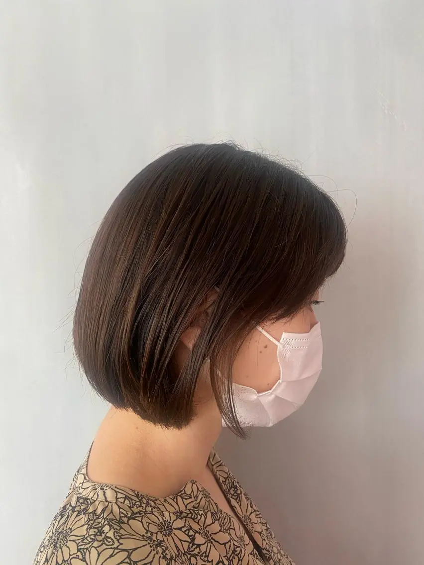 ショート カラー ボブ 似合わせカット カット ヘアカラー トリートメント TAI透明カラー 柔らかい縮毛矯正のヘアスタイル