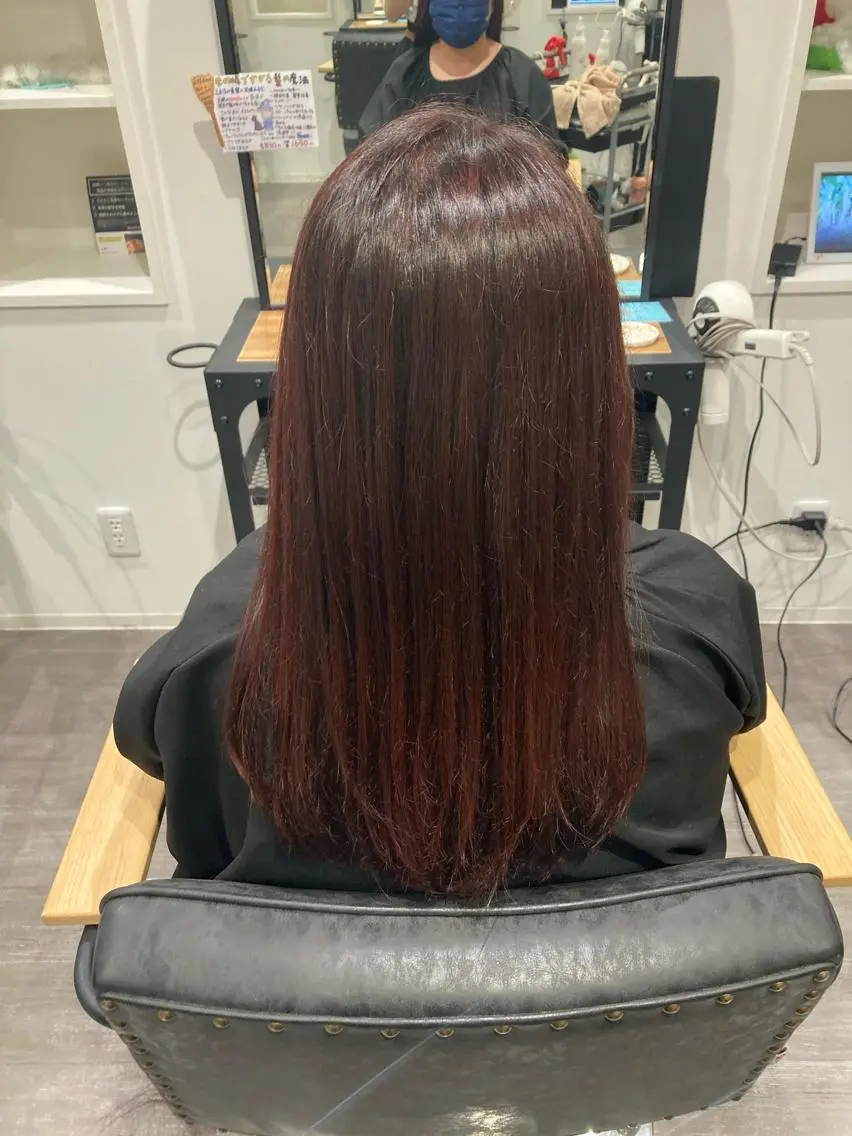 セミロング レッドブラウン ミルクティー量産💙 💙ブリーチ特化💙のヘアスタイル