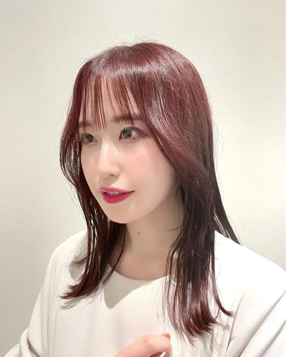 セミロング カラー ヘアアレンジ レイヤー/髪質改善 縮毛/ハッシュカットのヘアスタイル
