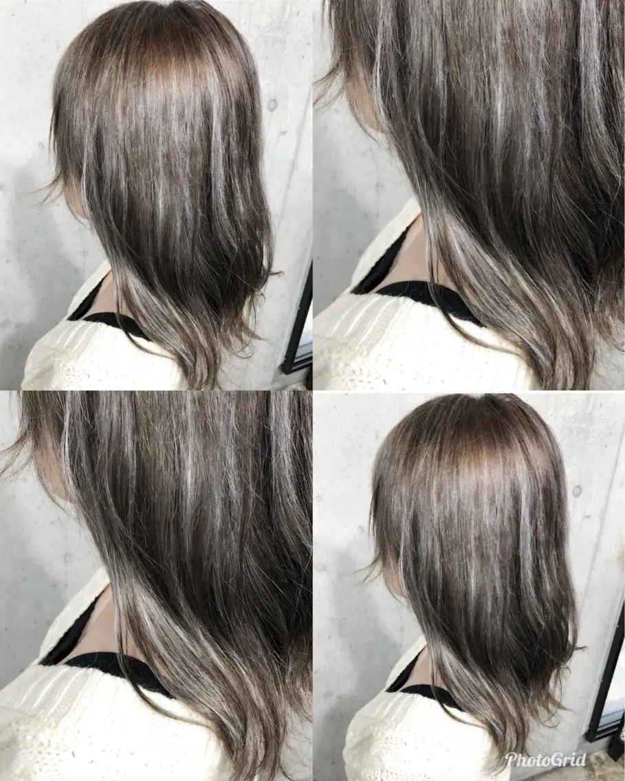 セミロング カラー ハイライトカラー ハイライト 北條 優輝のヘアスタイル