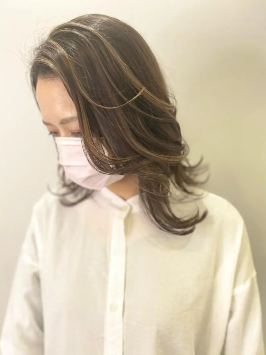 ロング カラー ハイライトカラー ハイライト ヘアカラー トリートメント opus 店長大和 レイヤー/赤み消しのヘアスタイル